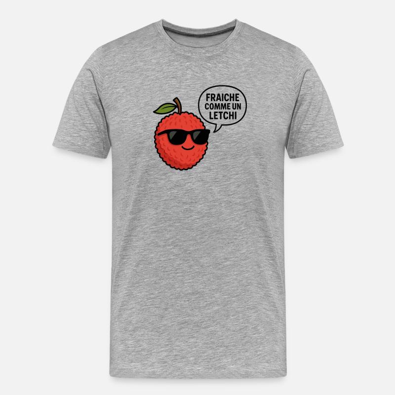 frisch wie eine Litschi - Männer Premium Bio T-Shirt - Grau meliert