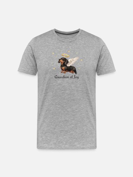 Guardian of Joy – Angel Dachshund - Men's Premium Organic T-Shirt - heather grey