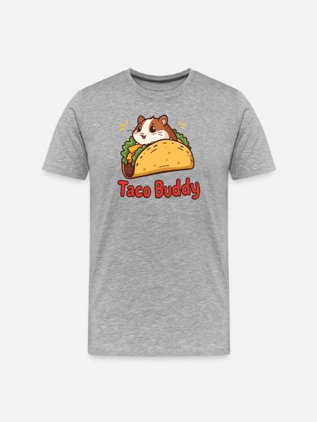 Taco Buddy – Cartoon Hamster Design - Men's Premium Organic T-Shirt - heather grey