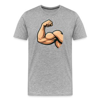 Strong biceps illustration - Men's Premium Organic T-Shirt - heather grey - Front - Damien (186cm)
