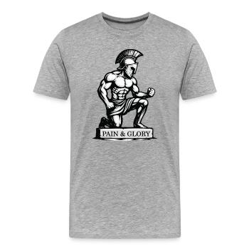 Krieger Schmerz und Ruhm - Männer Premium Bio T-Shirt - Grau meliert - Vorne - Damien (186cm)