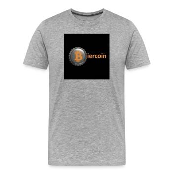 Biercoin Bitcoin Bottle Cap - Men's Premium Organic T-Shirt - heather grey - Front - Damien (186cm)