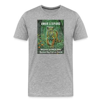 Amur Leopard – Rare Wildcat Korea DMZ - Men's Premium Organic T-Shirt - heather grey - Front - Damien (186cm)
