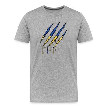 Griffe de drapeau de l’Ukraine - Griffe de griffe - T-shirt bio Premium Homme - gris chiné - Devant - Damien (186cm)