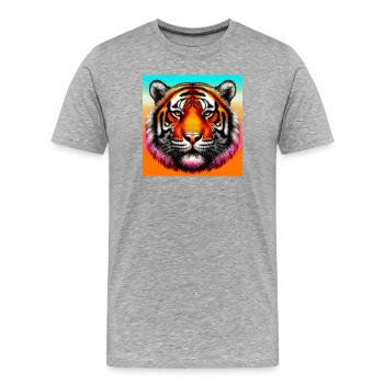 tigre - T-shirt bio Premium Homme - gris chiné - Devant - Damien (186cm)