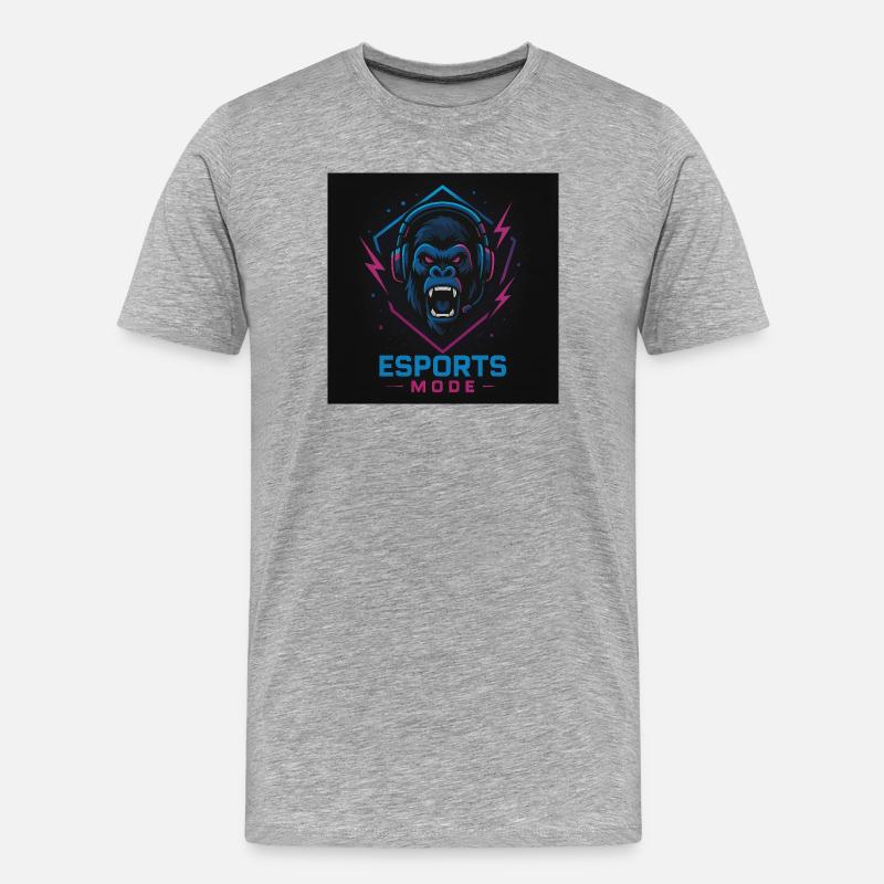 Esports Gorilla Neon Modus - Männer Premium Bio T-Shirt - Grau meliert