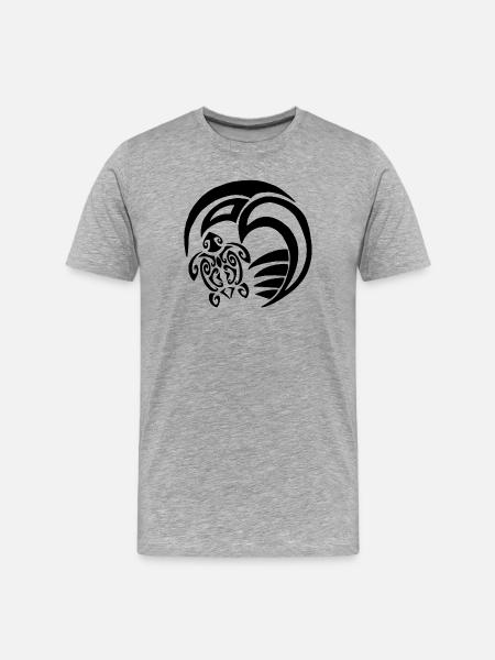 Black turtle and ocean - Men's Premium Organic T-Shirt - heather grey