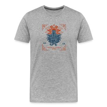 illustration japonaise du tigre - T-shirt bio Premium Homme - gris chiné - Devant - Damien (186cm)