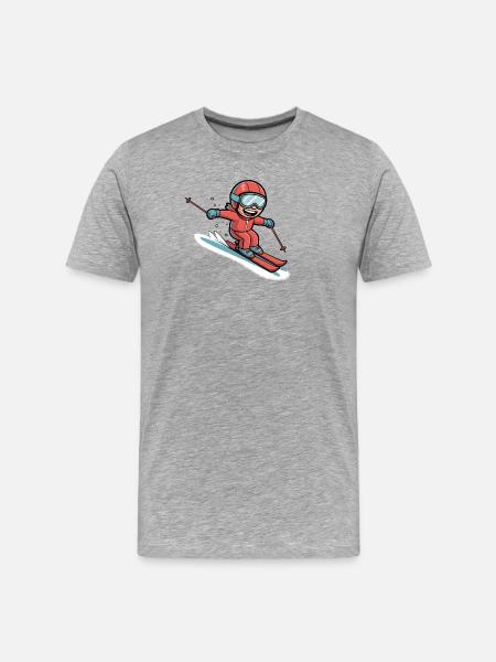 Funny Comic Skier - Men's Premium Organic T-Shirt - heather grey