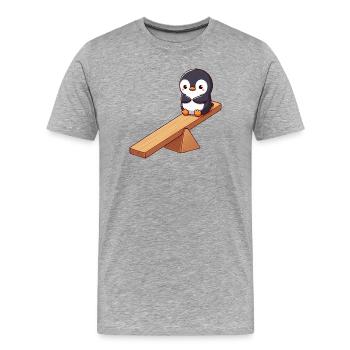 Cute Penguin Cartoon Friends Friendship - Men's Premium Organic T-Shirt - heather grey - Front - Damien (186cm)