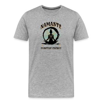 Positive Energy Meditation Silhouette - Men's Premium Organic T-Shirt - heather grey - Front - Damien (186cm)