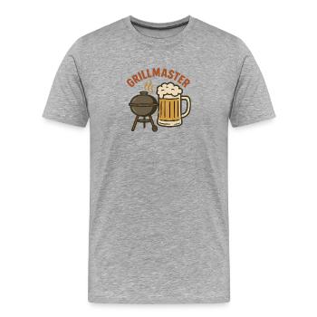 Grillmeister – Beer and barbecue motif - Men's Premium Organic T-Shirt - heather grey - Front - Damien (186cm)