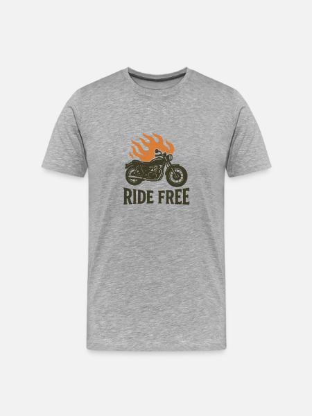 Ride Free – Motorcycle with Flames - Men's Premium Organic T-Shirt - heather grey