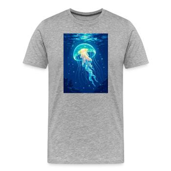 Méduse bioluminescente Une lumière flottante - T-shirt bio Premium Homme - gris chiné - Devant - Damien (186cm)