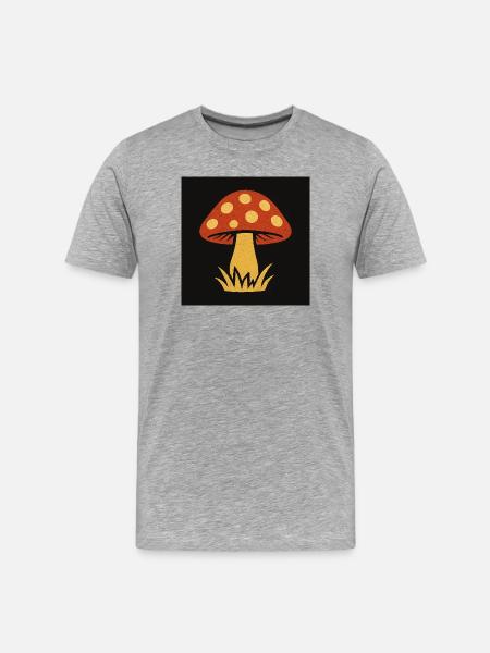 Red Hat Pilz im Retro-Stil - Männer Premium Bio T-Shirt - Grau meliert