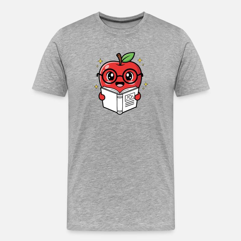 Fruit Cartoon Learning and Reading - Männer Premium Bio T-Shirt - Grau meliert