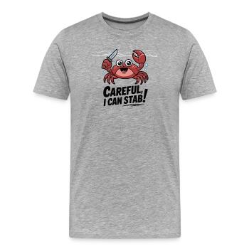 Krabbenmesser zwinker: Vorsicht, ich kann stechen - Männer Premium Bio T-Shirt - Grau meliert - Vorne - Damien (186cm)