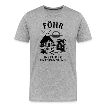 Föhr Insel der Entspannung Nordsee - Männer Premium Bio T-Shirt - Grau meliert - Vorne - Damien (186cm)