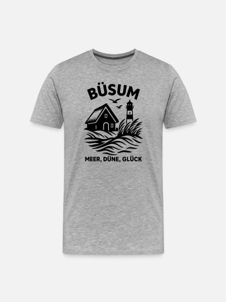 Büsum Meer Düne Glück - Männer Premium Bio T-Shirt - Grau meliert