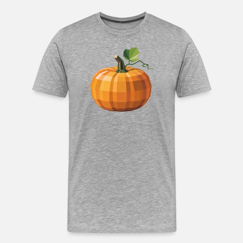 Kürbis - Cooles Low Poly Logo - Männer Premium Bio T-Shirt - Grau meliert