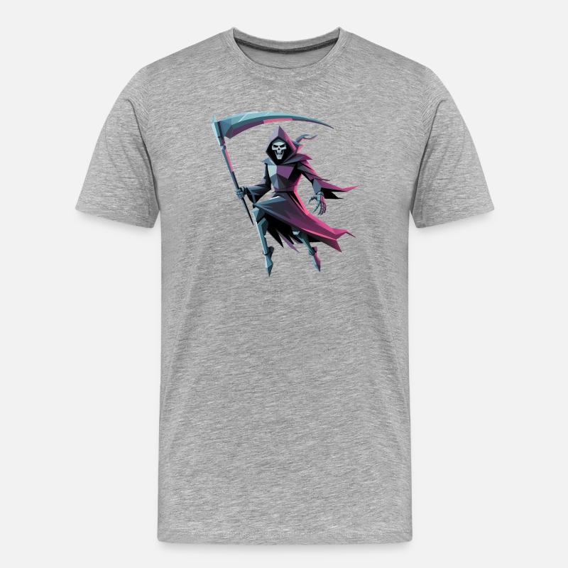 Death Reaper - Cooles Low-Poly-Logo - Männer Premium Bio T-Shirt - Grau meliert