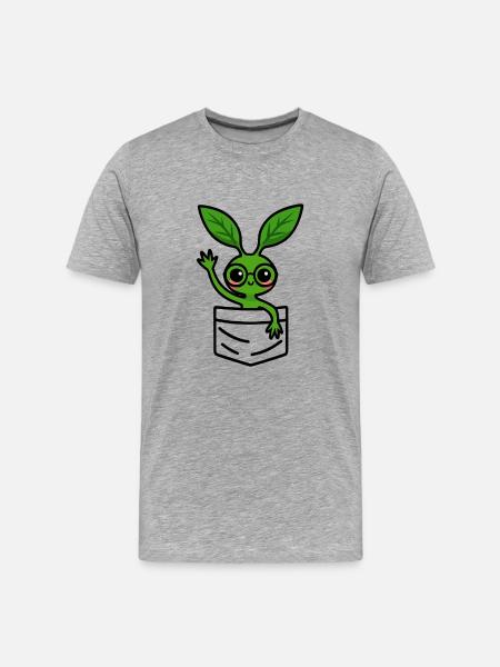 Green Bowtruckle with glasses – friendly - Men's Premium Organic T-Shirt - heather grey