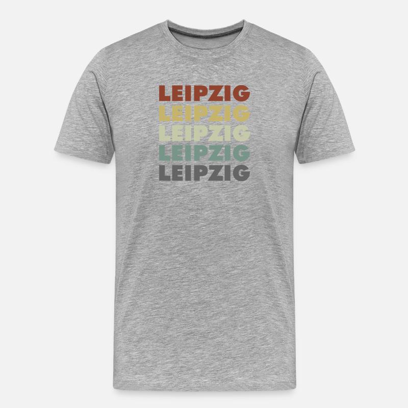 Leipzig - Deutschland - Lettering - Germany - Männer Premium Bio T-Shirt - Grau meliert