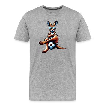 Cooles Känguru Mit Sonnenbrille Und Fußball - Männer Premium Bio T-Shirt - Grau meliert - Vorne - Damien (186cm)