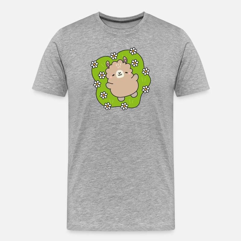 Ourson Joyeux au Jardin Fleuri - T-shirt bio Premium Homme - gris chiné
