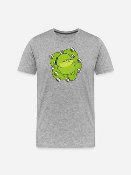 Petite Créature Verte Floral - T-shirt bio Premium Homme - gris chiné