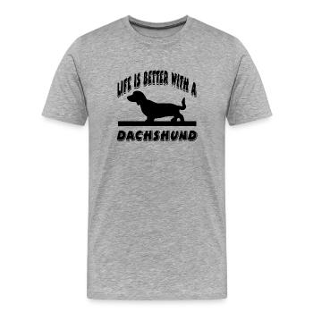 Dackel - Männer Premium Bio T-Shirt - Grau meliert - Vorne - Damien (186cm)