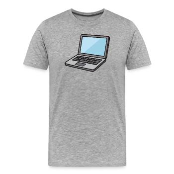 Illustration d’ordinateur portable bleu - T-shirt bio Premium Homme - gris chiné - Devant - Damien (186cm)