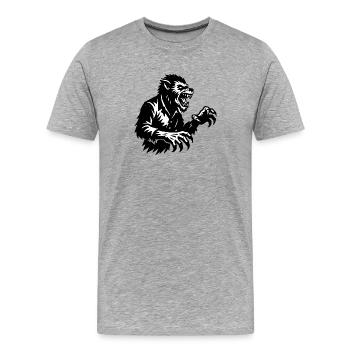 Werewolf silhouette black and white - Men's Premium Organic T-Shirt - heather grey - Front - Damien (186cm)