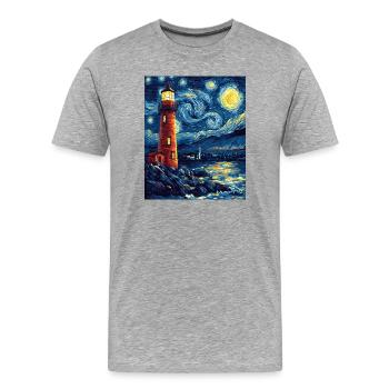 Lighthouse Sea Baltic Sea North Sea North Beach - Men's Premium Organic T-Shirt - heather grey - Front - Damien (186cm)