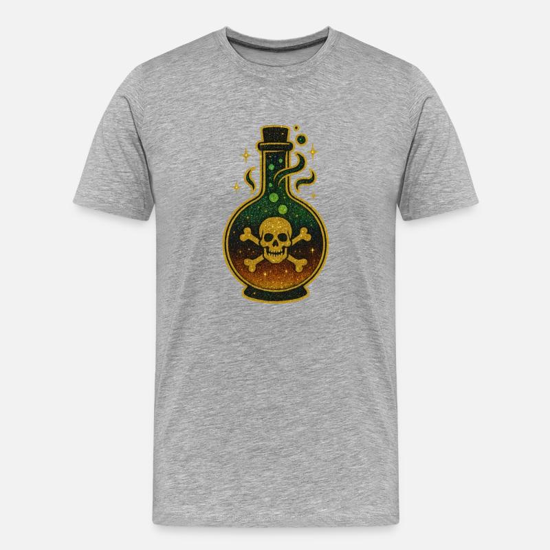Halloween Giftflasche | Glitzernde Totenkopfphiole - Männer Premium Bio T-Shirt - Grau meliert