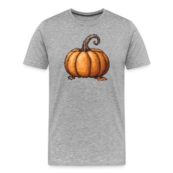 Pixel Kürbis Retro Halloween - Männer Premium Bio T-Shirt - Grau meliert - Vorne - Damien (186cm)