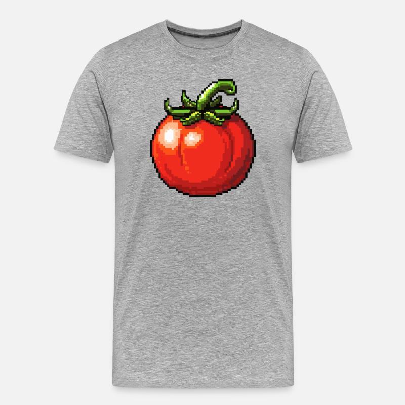 PixelTomate Retro - Männer Premium Bio T-Shirt - Grau meliert