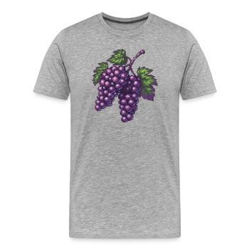 Pixeltrauben Violett Pixelkunst - Männer Premium Bio T-Shirt - Grau meliert - Vorne - Damien (186cm)