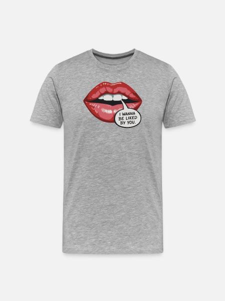 Bold Lip Pop Art: Be Liked - Men's Premium Organic T-Shirt - heather grey