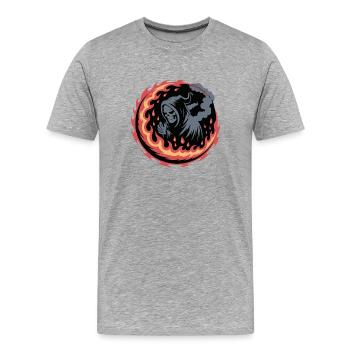 Cercle de braises de la Faucheuse enflammée - T-shirt bio Premium Homme - gris chiné - Devant - Damien (186cm)