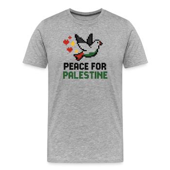 colombe de la paix aux couleurs de la Palestine - T-shirt bio Premium Homme - gris chiné - Devant - Damien (186cm)