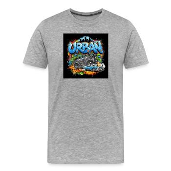 Graffiti urbain avec boombox et voiture - T-shirt bio Premium Homme - gris chiné - Devant - Damien (186cm)