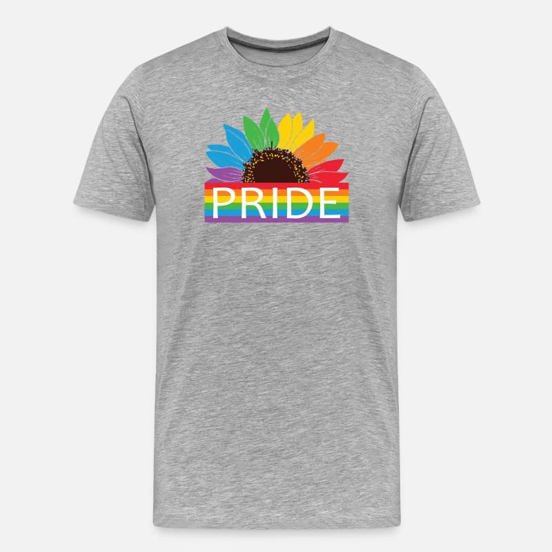 Pride Sonnenblume Rainbow - Männer Premium Bio T-Shirt - Grau meliert