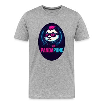 PandaPunk Neon Cyber Panda - Männer Premium Bio T-Shirt - Grau meliert - Vorne - Damien (186cm)
