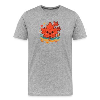 Kuscheliges Herbstblatt Lächeln - Männer Premium Bio T-Shirt - Grau meliert - Vorne - Damien (186cm)