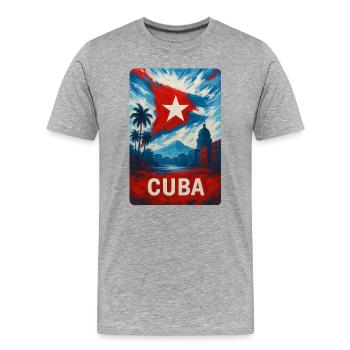 Kuba – Stolz der Karibik - Männer Premium Bio T-Shirt - Grau meliert - Vorne - Damien (186cm)