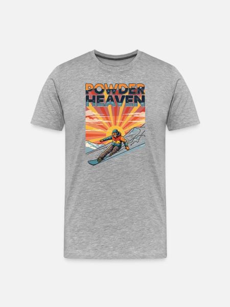 Snowboard Powder Heaven Retro Deep Snow - Men's Premium Organic T-Shirt - heather grey