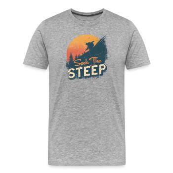 Ski Freeride Seek The Steep Vintage Design - Men's Premium Organic T-Shirt - heather grey - Front - Damien (186cm)
