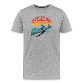 Ski Powder Day Retro Tiefschnee Wintersport - Männer Premium Bio T-Shirt - Grau meliert - Vorne - Damien (186cm)