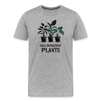 Easily Distracted by Plants - Men's Premium Organic T-Shirt - heather grey - Front - Damien (186cm)
